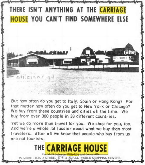 The Carriage House - July 1970 Ad